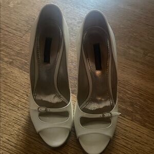 Dolce & Gabbana Cream Peep-Toe Mary Jane Heels